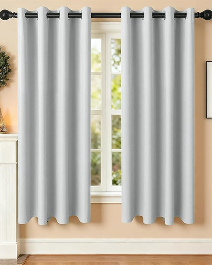 Room Darkening Curtains 63 Inch Length for Bedroom Living Room, Insulated Thermal Grommet Curtain Drapes, Blackout(60-90%,Not 100%) Window Treatment Decor, 2 Panels, 52x63, GreyishWhite