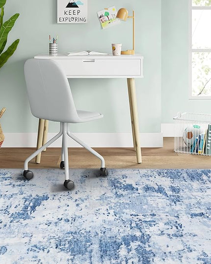 Modern Abstract 2x3 Area Rug Non Slip Non Shedding Low Pile Stain Resistant Rug for Entryway Kitchen Bedroom,Light Blue