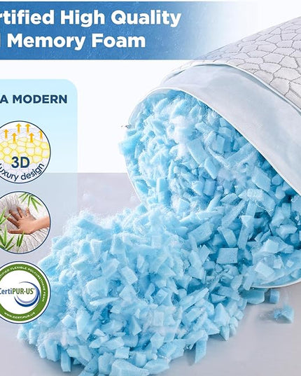 Cooling Bed Pillows for Sleeping 1 Pack Shredded Memory Foam Pillows Adjustable Cool Pillow