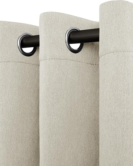 Easy-Going Linen Look Blackout Curtain Grommet Window Curtain Drapes for Bedroom, Living Room Thermal Insulated Room Darkening (2 Panels, 52x96 inch, Natural)