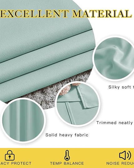 NICETOWN Blackout Curtains for Bedroom - Window Treatment Energy Saving Thermal Insulated Solid Grommet Blackout Drapes for Living Room (Aqua Blue, 1 Pair, 66 by 84-Inch)