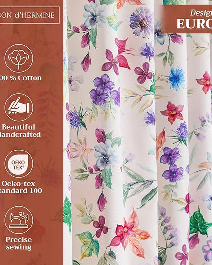 Maison d'Hermine Curtains for Living Room 100% Cotton 96 inch Length Two Panels Window Toile Curtains for Bedroom with Loop & Rod Pockets, Gifts for Mothers Day (Chardon, 50" W x 96" L)