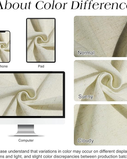 Naturoom Ivory Linen Shower Curtain, Cloth Textured Fabric Shower Curtain Set with Hooks, Simple Elegant Modern Farmhouse Country Ultra Thick Bath Curtains for Bathroom,Water Repellent,72x80