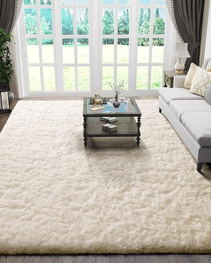 Ophanie Rugs for Living Room, Upgrade Non-Slip Fluffy Soft 5x8 Area Rug, Shag Large Fuzzy Plush Carpets for Bedroom Ivory, Shaggy Kids Boys Girls Dorm Nursery Home Decor Aesthetic