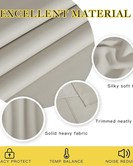 NICETOWN Short Blackout Curtain for Bedroom - Window Treatment Thermal Insulated Grommet Room Darkening Sound Reducing for Kids Room/Nursery (Natural, 1 Panel, W52 x L54)