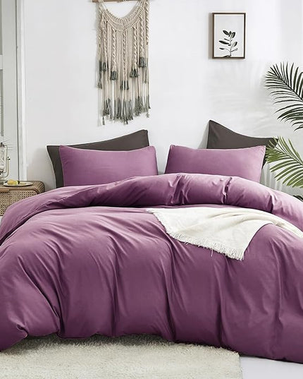 Luxlovery Purple Comforter Set Queen Pale Mauve Bedding Comforter Set Modern Solid Lilac Dusty Purple Blanket Soft Breathable Blanket Quilts 3 Piece Bedding Set for Women