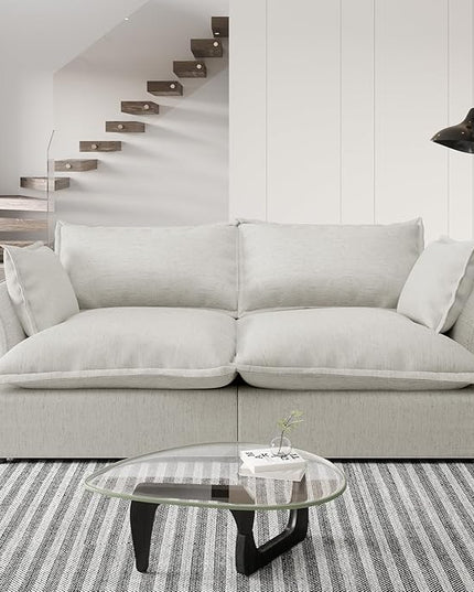 Loveseat Cloud Modular Sectional Sofa, 2 Seater Convertible Deep Seat Sectional Couch,Cozy Down Fill Sofa, Detachable Couch Cushion Covers,Corner Sofa for Living Room,Office,Gray