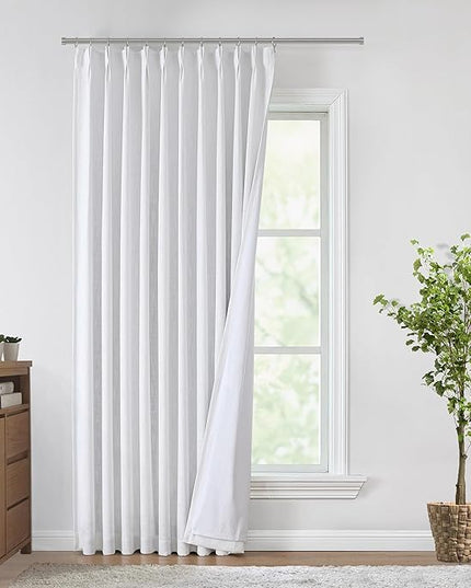 Vision Home White Pinch Pleated Full Blackout Curtains 60 inch Wide Thermal Insulated Window Panels 108 inch for Bedroom Living Room Darkening Pinch Pleat Drapes with Hooks Back Tab 9 FT 60"Wx108"Lx1