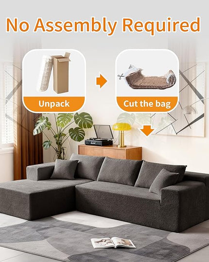 103.54'' Sectional Sofa, Raindrop Velvet Fabric L Shaped Sofa, 4 Seat Modern L Shape Couch with 2 Pillows Right Hand Lounge for Living Room, Office