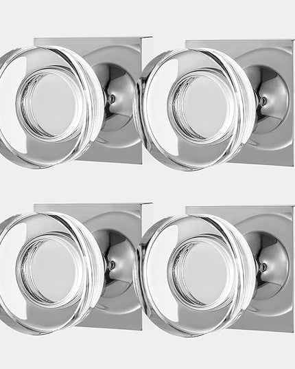 4 Pack Crystal Glass Dummy Door Knobs Interior, Polished Chrome Dummy Door Handles Interior for Closet Doors, Non-Turn Single Sided Dummy Door Knobs