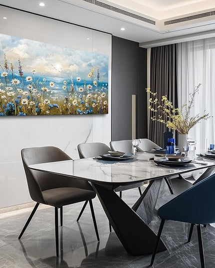 Large Wall Decor for Living Room Canvas Wall Art for Office Modern Wall Decorations for Bedroom White Flower Landscape Paintings Farmhouse Pictures Artwork Room Home Decor 48x24