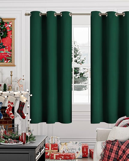 YoungsTex Emerald Green Blackout Curtains 68 Inches Length for Bedroom - Thermal Insulated Window Drapes with Grommet Room Darkening Christmas Decor for Living Room, 2 Panels, 42 x 68 Inch