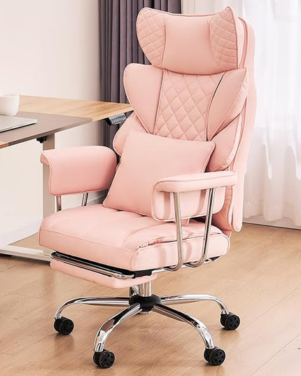 DYHOME 500 lbs Reclining Massage Office Chair with Foot Rest, Executive Home Office Chairs for Heavy People, High Back Computer Desk Chair, Pocket Spring Cushion, Big and Tall Ergonomic Chair,Pink