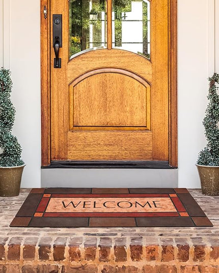 Large 47"x22" Heavy Duty Welcome Mat Outdoor with Non-Slip Rubber Backing - Durable Outdoor Door Mat for Front Door Entrance, Garage, Patio & High Traffic Areas（Welcome - Style3）
