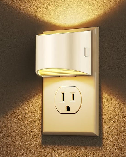 DORESshop LED Night Light[2 Pack], Night Lights Plug into Wall, 3 Level Brightness Adjustable Plug in Night Light, Dusk to Dawn Sensor Nightlights for Adults,Bedroom,Bathroom,Hallway,3000K White Cover