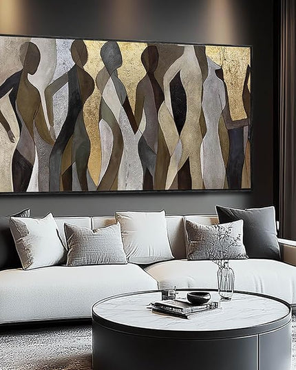 Artexist Figure Wood Wall Decor Neutral Wall Art Modern Poster Printing 24"x48" Picture for Bedroom Hanging Art for Dining Room Area