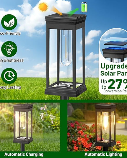 BesLowe 【Upgraded】 Solar Pathway Lights Outdoor, 6-Pack Large LED Solar Light Outdoor Waterproof, Super Bright Outside Lights for Yard, Sun-Powered Landscape Lighting for Garden Walkway, Warm White