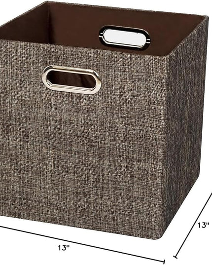 Storage Bins Cube Containers Boxes,Thick and Heavy Duty Fabric Drawers, 11×11 inch- Set of 4,Brown