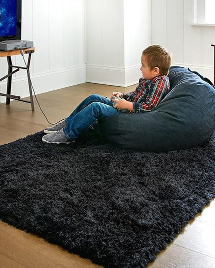 Ophanie Black Area Rugs for Bedroom Living Room, 4x6 Fluffy Fuzzy Shag Shaggy Carpet Soft Plush Furry Bedside Rug, Indoor Floor Rug for Kids Girls Boys Home Decor Aesthetic, Dorm Nursery