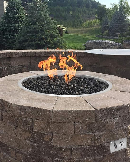 Stanbroil 31 Inch Drop-in Round Gas Fire Pit Kit with Spark Ignition Kit, 304 Stainless Steel Gas Firepit Burner Insert for DIY Fire Pit Table, Max 296,000 BTU - Natural Gas Version