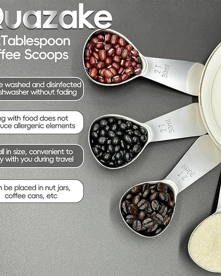 Coffee Scoop 1 Tablespoon Scoop Measuring Spoon for Ground Coffee 2 Pieces,Stainless Steel Small 1 Tbsp Coffee Spoons Measure Protein Powder Suger Bean,Short Handle Fits into Canisters.(1TBSP(15ML*2)