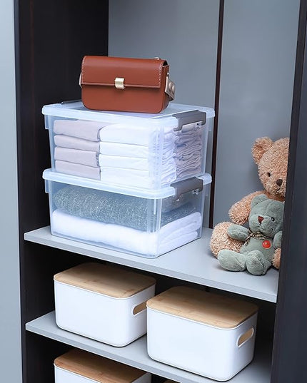 Citylife 17 QT Plastic Storage Bins with Latching Lids Stackable Storage Containers for Organizing Large Clear Storage Box for Garage, Closet, Kitchen, 4 Packs