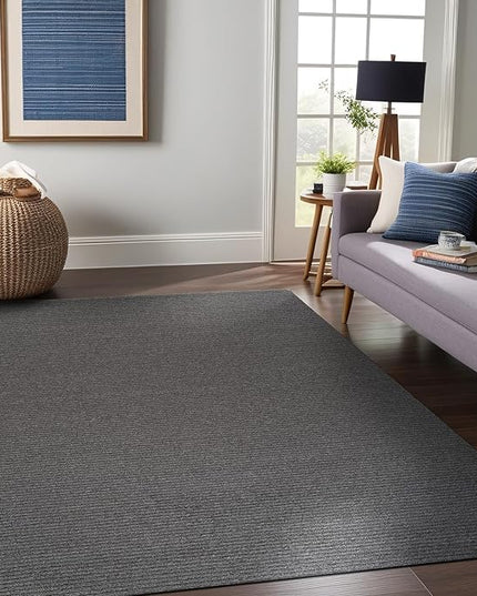 Beverly Rug Non-Slip Modern Rug 4x6 Solid Traditional Rubber Backing Machine Washable Soft Thin Indoor Area Rugs for Living Room Stain Resistant Non Shedding Casual Carpet (4 x 6 Gray)