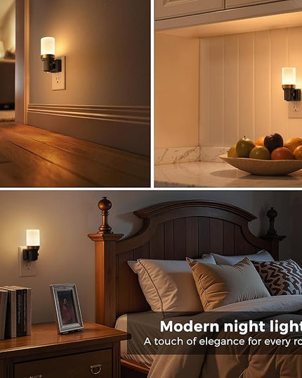 L LOHAS LED Night Light, Night Lights Plug into Wall, Dimmable Nightlight with Auto Light Sensor, 3000K Warm White 0-100LM, Plug in Night Light for Hallway Bedroom Bathroom