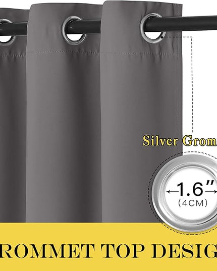 NICETOWN Blackout 118 inch Long Curtain for Living Room, Grommet Room Divider Sound Reducing Window Treatment for Sliding Glass Door/Bedroom, Gray, W66 x L118, 1 Panel