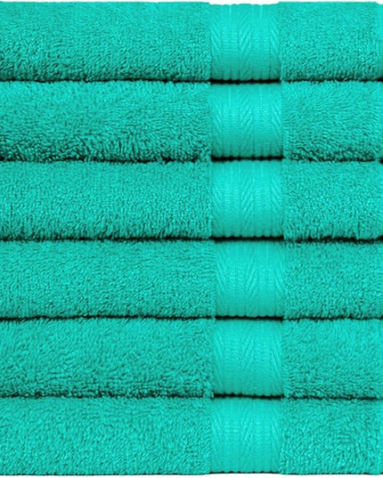 Amazon Basics 6 Piece hand towels for bathroom, Fade Resistant 100% Cotton Hand Towels, soft absorbent bathroom hand towels 6 - Pack (26''x16''), Teal