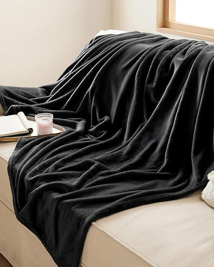Bedsure GentleSoft Twin XL Fleece Blanket Dorm Bedding - Lightweight Soft Cozy Blankets for Bed, Sofa, Couch, Travel, Camping, Black, 66"x90"