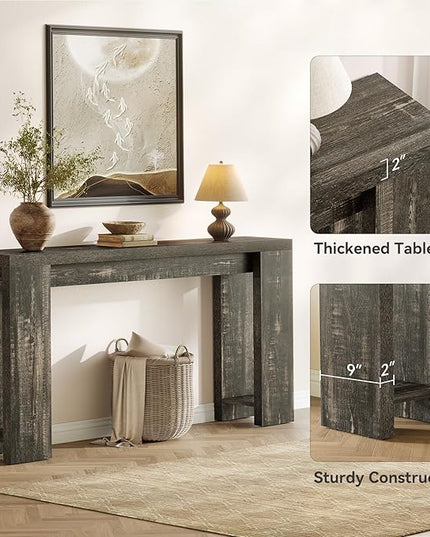 LITTLE TREE 70.9-Inch Long Console Table, Narrow Sofa Table Behind The Couch, Farmhouse Console Table for Living Room, Entryway, Hallway