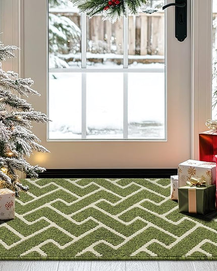 hicorfe Indoor Doormat,Front Back Door Mat TPR Backing Non Slip Mats 20"x31.5" Absorbent Resist Dirt Entrance Doormat Inside Floor for Entryway Washable Low-Profile(Sage Green)
