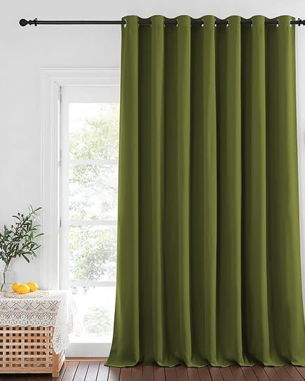 NICETOWN Olive Green Blackout Curtains for Bedroom/Living Room 132 Inch Length - Thermal Insulated Room Darkening Grommet Top Window Curtains (100 by 132 - Inch, 1 Panel)