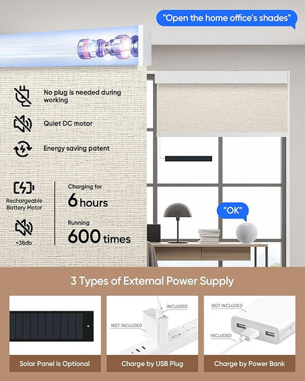 Kincmo Motorized Blinds with Remote,100% Blackout Motorized Roller Shades Work with Apple Homekit,Alexa,Google, Custom Electric Blinds with App,Voice Control (Classic Warm)