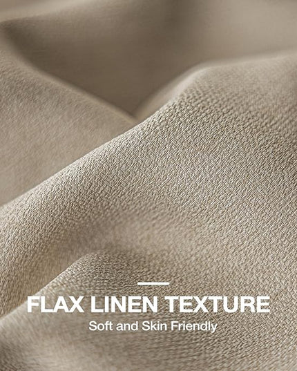Blackout Curtains for Bedroom, Thermal Insulated Curtains 63 Inch Length Curtain 2 Panels, Soft Farmhouse Linen-Look Textured Full Light Blocking Room Darkening Drapes, W52xL63, Natural