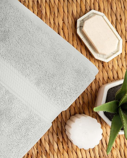 Superior Egyptian Cotton Pile 10 Piece Towel Set, Includes 2 Bath, 4 Hand, 4 Face Towels/Washcloths, Ultra Soft Luxury Towels, Thick Plush Essentials, Guest Bath, Spa, Hotel Bathroom, Silver