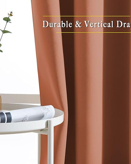 NICETOWN Small Blackout Curtains for Bedroom - Grommet Modern Thermal Insulated Room Darkening Window Treatments Sound Reducing for Cafe/Kitchen, Burnt Orange, W37 x L54, 2 Panels