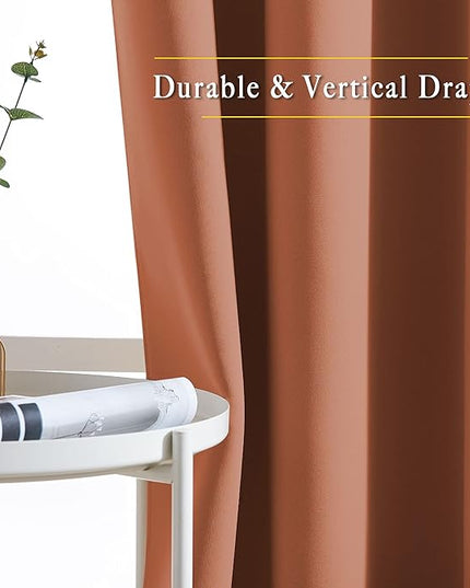 NICETOWN Blackout Kitchen Curtains for 50 inches Long - Grommet Thermal Insulated Window Treatments Light Blocking Drapes for Bedroom/Girl Room, Burnt Orange, W34 x L50, 2 Panels