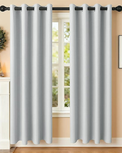 Room Darkening Curtains 72 Inch Length for Bedroom Living Room, Insulated Thermal Grommet Curtain Drapes, Blackout(60-90%,Not 100%) Window Treatment Decor, 2 Panels, 52x72, GreyishWhite