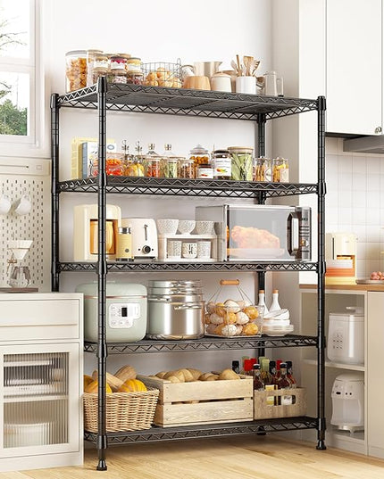 REIBII 5-Tier Wire Shelving Rack Storage Shelves Metal Shelves,1020 LBS Adjustable Heavy Duty Metal Shelving Units and Storage for Garage Pantry Bathroom 29" W X 14" D X 63" H