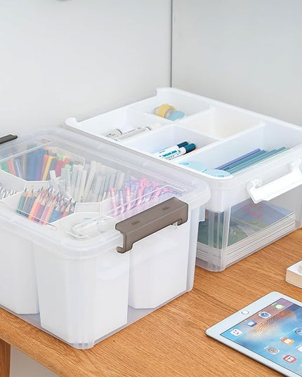Citylife 17 QT Plastic Storage Bins Clear Storage Box with Lids Multipurpose Stackable Storage Containers for Organizing Tool, Craft, Crayon, 2 Packs