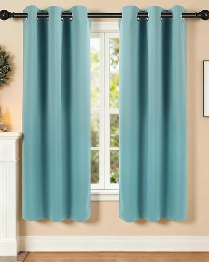 Room Darkening Curtains 63 Inch Length for Bedroom Living Room, Insulated Thermal Grommet Curtain Drapes, Blackout(60-90%,Not 100%) Window Treatment Decor, 2 Panels, 35x63, Teal