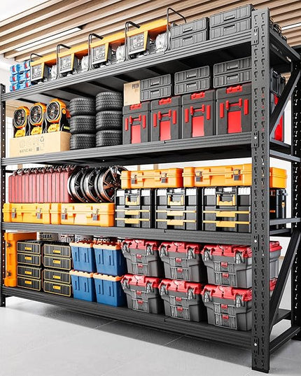 7000LBS Storage Shelves,79" W Garage Shelving Heavy Duty Metal Adjustable Garage Shelves, Shelving Units Industrial Shelving for Warehouse,79" W x 24" D x 79" H,Black