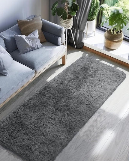 Ophanie 2x8 Runner Rug for Hallway, Upgrade Non-Slip Fluffy Soft Bedside Rugs, Bedroom Living Room Grey Shaggy Gray Carpet for Kids Girls Boys Dorm Nursery Home Decor Aesthetic