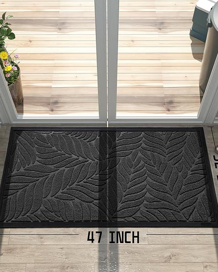 Yimobra 47x32 Large Door Mat Outdoor Indoor, All-Season Waterproof Door Mat Outside Entrance, All-Weather Non-Slip Outside Doormat for Garage Patio Entryway, Black
