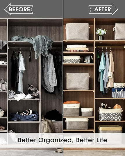 TheWarmHome Storage Bins - 3PCS Fabric Storage Baskets for Organizing Shelves | Large Basket Closet Organizer for Home Shelf Dog Laundry Organization | Collapsible Storage Cubes W/Handles