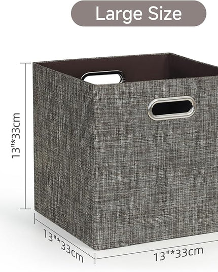 Posprica Storage Basket Bins,13×13 Foldable Storage Boxes Containers for Closet Organizer Shelf Cabinet Bookcase,Thick Fabric Drawer with Shimmer,4pcs,Brown