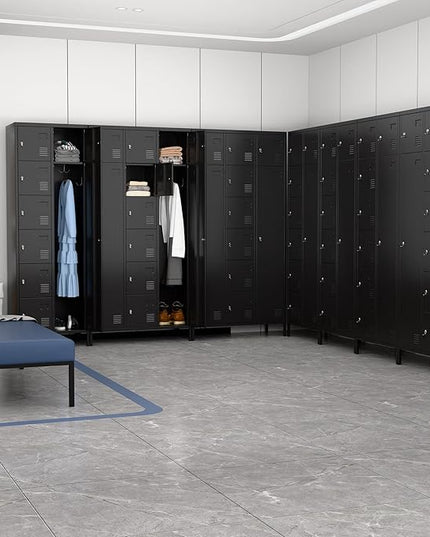 Aobabo Metal Storage Locker for empolyees, 10 Doors Metal Lockers with Hooks, for School, Home Office, Garage, Assembly Required, Black