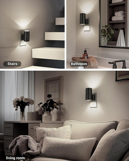 Night Lights Plug into Wall, Dimmable Night Light Plug in, Modern Night Lights with Dusk to Dawn Light Sensor, Soft White 5000K, 0-100LM Adjustable Brightness Nightlight for Hallway Bedroom, 2 Pack